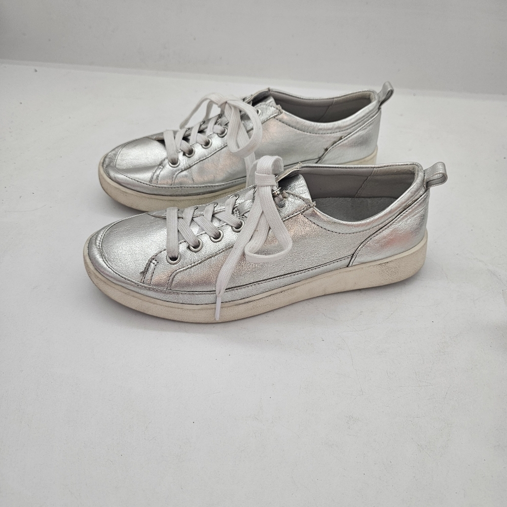 Vionic Winny Metallic Leather Arch Support Sneakers Silver Lace-Up Womens 7.5 - Picture 7 of 11